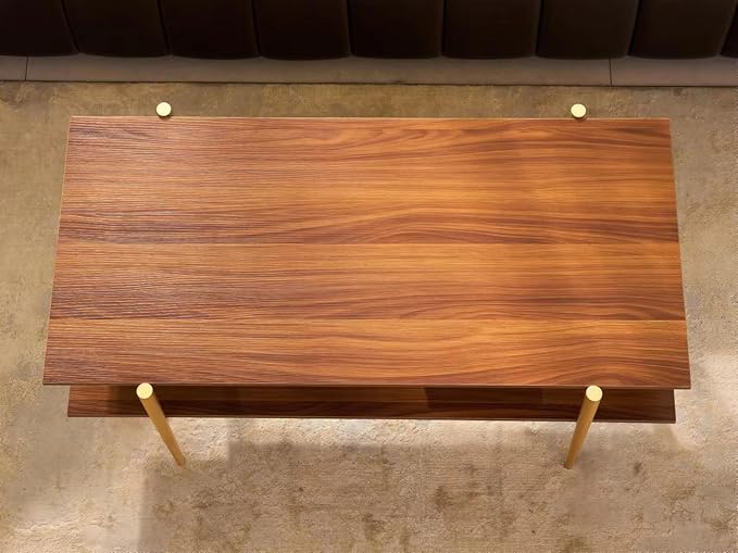 Shrine Rectangle Coffee Table, Mid-Century Modern Design, Two-Tier Walnut MDF - Image 6