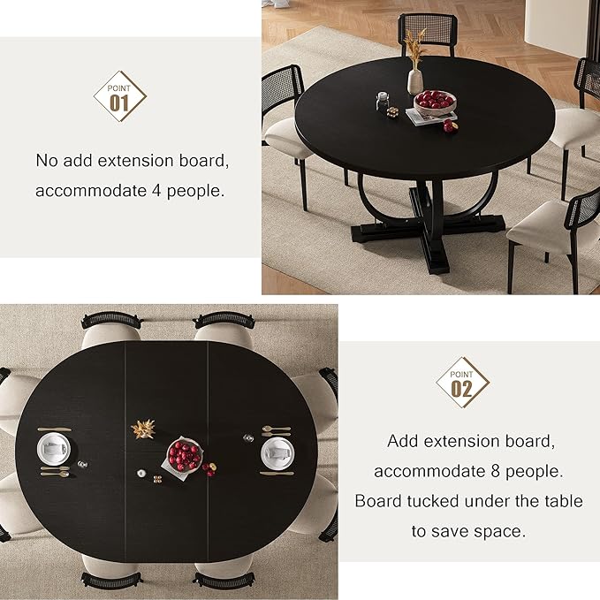 59" Round Extendable Dining Table - Image 6