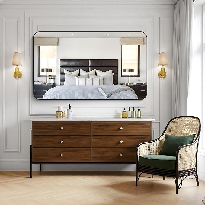 KOCUUY Black Bathroom Mirror 60"x36", Large Vanity Mirror - Image 3