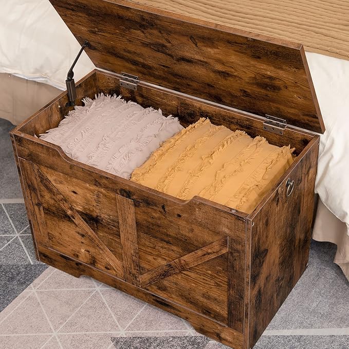 HOOBRO Storage Bench, 29.5” Retro Wooden Storage Chest - Image 5