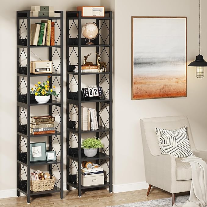 Tribesigns 78.7 Inch Extra Tall Narrow Bookshelf, 7 Tier Skinny Bookcase by Tribesigns
