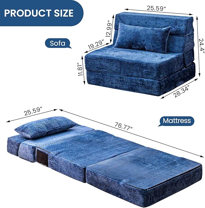 Folding Sofa Bed, Convertible Sleeper Chair - Image 2