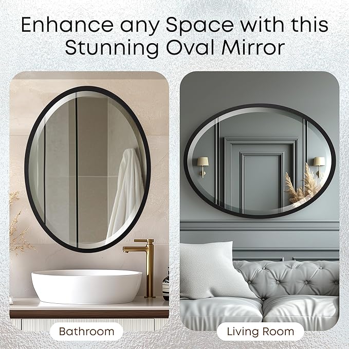 OVALCREST - Oval Wooden Beveled Wall Mirror - Image 7