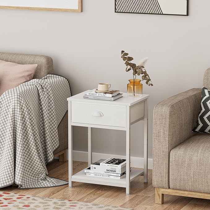 Furologee White Nightstands Set of 2, End Table - Image 4