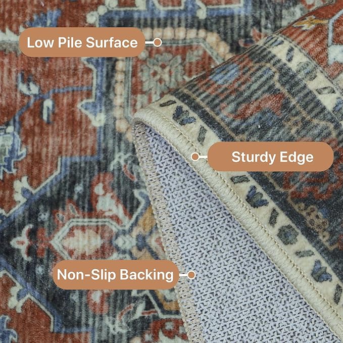 GENIMO 2x12 Runner Rugs for Hallway, Machine Washable Non Slip Vintage Rugs - Image 5