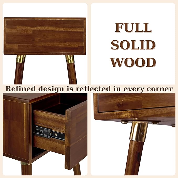 Bme Alden Solid Wood Nightstand/Side Table/End Table, Fully Assembled, - Image 6