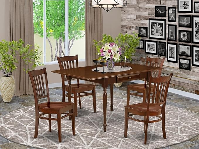 East West Furniture MZGR5-MAH-W 5 Piece Modern Dining Table Set Includes a - Image 2