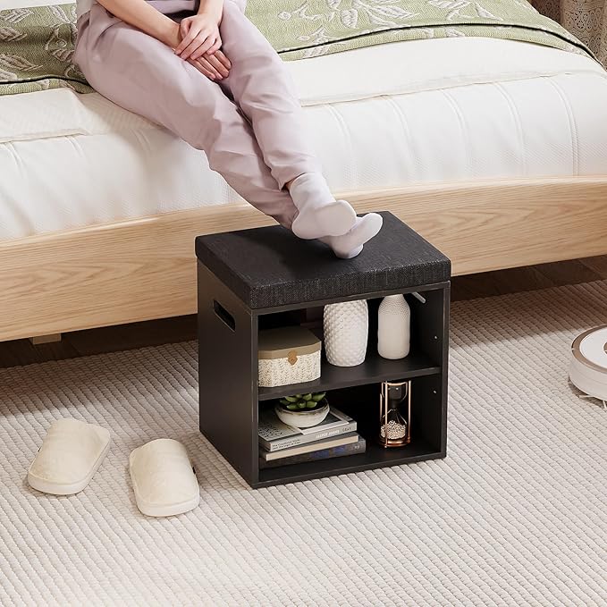 Bamboo Small Shoe Bench for Entryway 2 Tier Shoe Storage Bench - Image 7