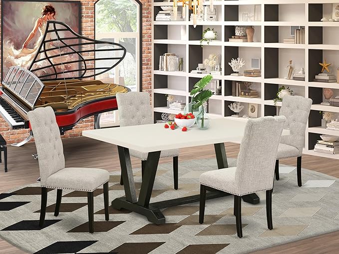 East West Furniture V627EL635-5 5 Piece Dining Table Set - Image 2