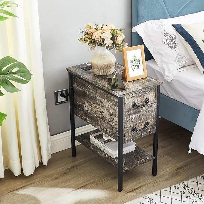 VECELO End Tables, Narrow Nightstands - Image 7