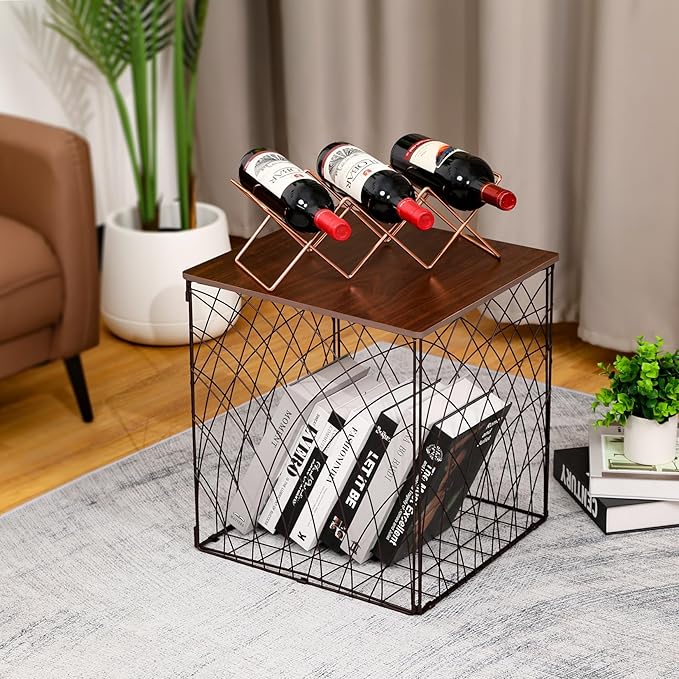 Small Coffee Table Storage, Square End Tables Blanket Basket - Image 2
