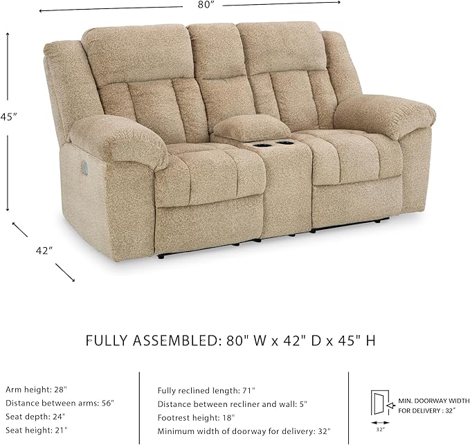 Signature Design by Ashley Tip-Off Classic Wall Hugger Power Reclining Loveseat - Image 3