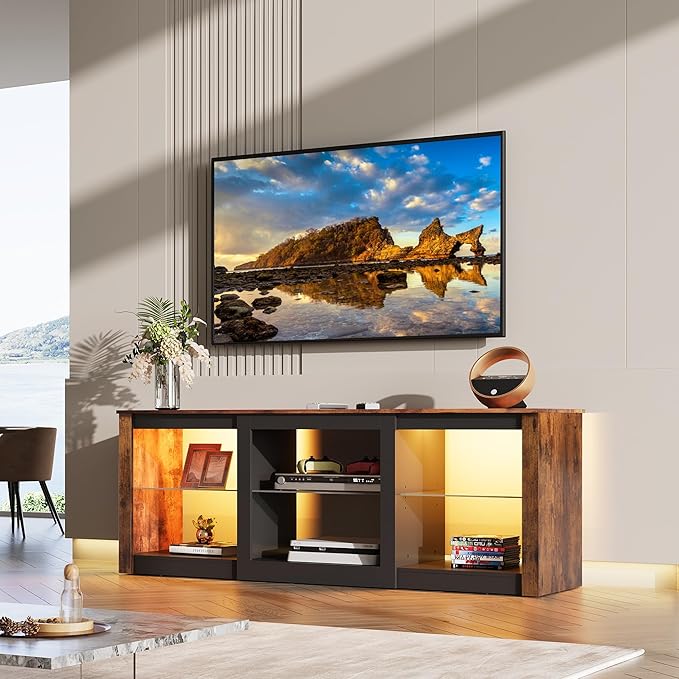 WLIVE LED TV Stand for 65 Inch TV, Modern Entertainment Center - Image 2