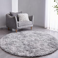FJZFING Tie-Dyed Light Grey Round Rug Ultra-Soft Plush Modern 5x5 Circle Area by FJZFING