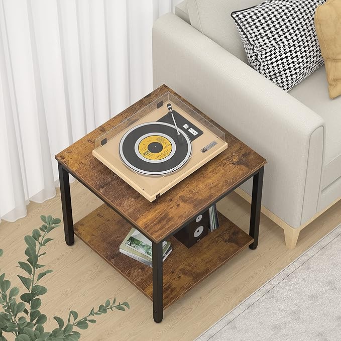 Homieasy Side Table 20 Inch Square, 2-Tier Coffee Tea End Table Nightstands - Image 2