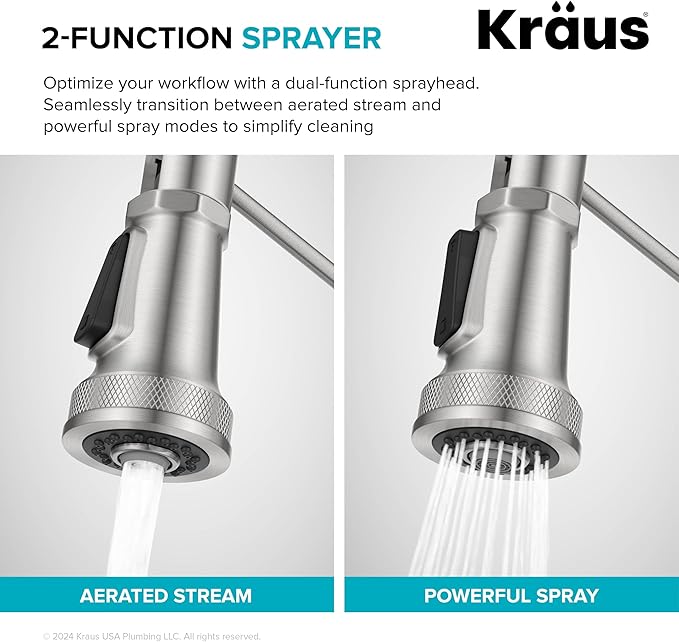KRAUS Allyn Commercial Style 2-Function Single Handle Pull Down Kitchen Faucet - Image 9