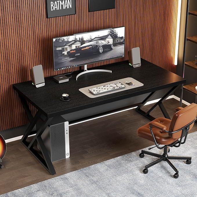 LVB Black Computer Desk, Modern Gaming PC Writing Desk - Image 2