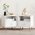 White Night Stand Set 2, Modern Bedside Table by ZYKZYKHOME