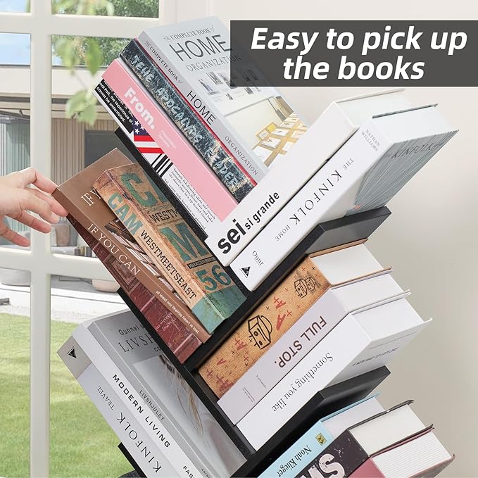 10 Tier Tree Book Shelf, Floor Standing Wood Bookshelf - Image 7
