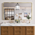 Gold Bathroom Mirror, 50x30 Inch Brushed Gold Metal Frame Mirror by JISOSO