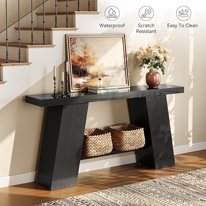 LITTLE TREE 70.8-Inch Long Black Console Table - Image 4