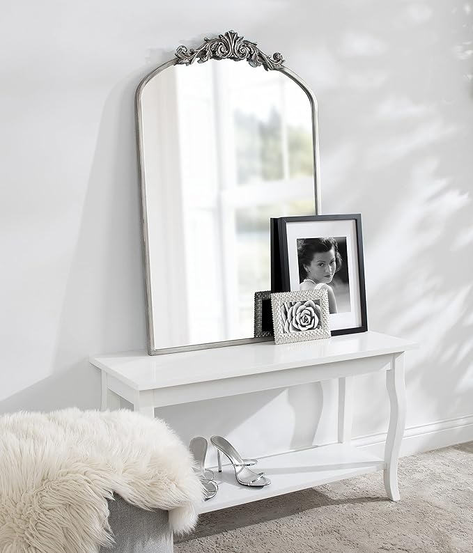 Kate and Laurel Arendahl Traditional Arch Mirror, 24 x 36, Antique Silver - Image 3
