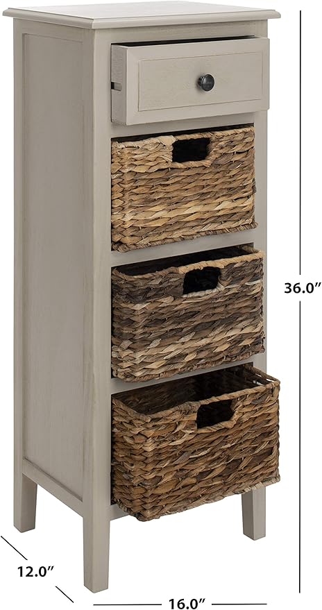Safavieh Home Michaela Coastal Vintage Grey 4-drawer Side Table - Image 3