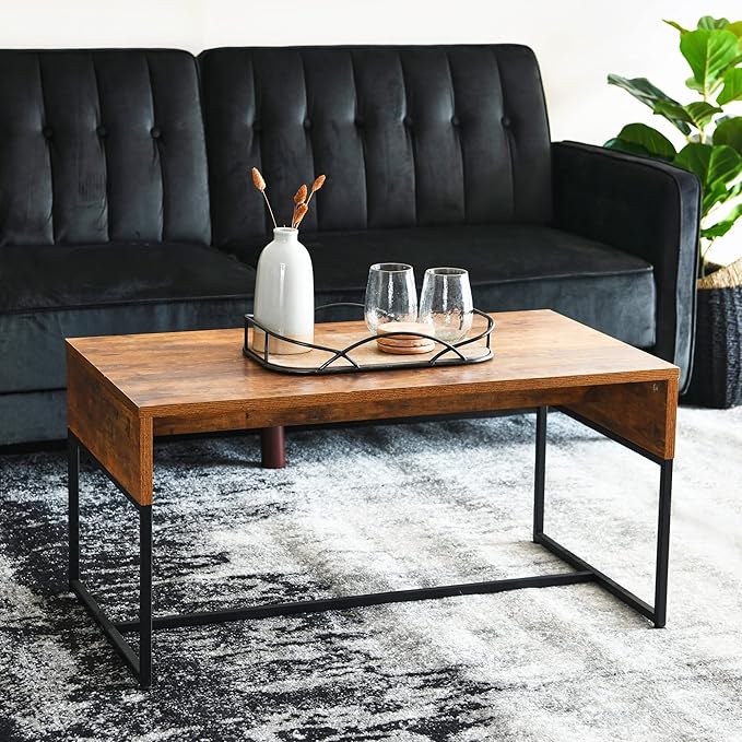 Household Essentials Wrap Rectangular Coffee Table Rustic Hickory Wood Grain - Image 2