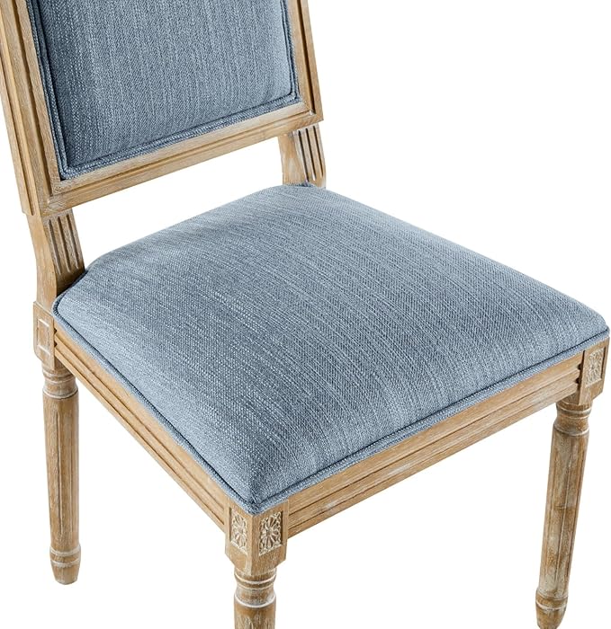 Merax Upholstered Solid Wood Dining Chairs Set of 2, French Country Style - Image 7