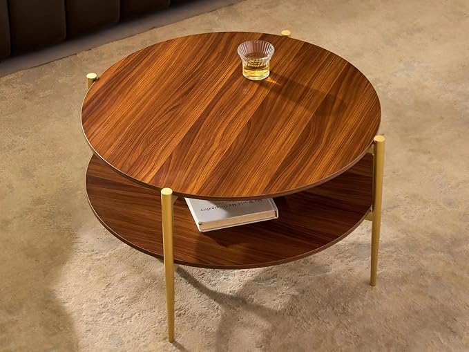 Shrine Round Glass Coffee Table, Mid-Century Modern Design, D30 x H17 in - Image 4