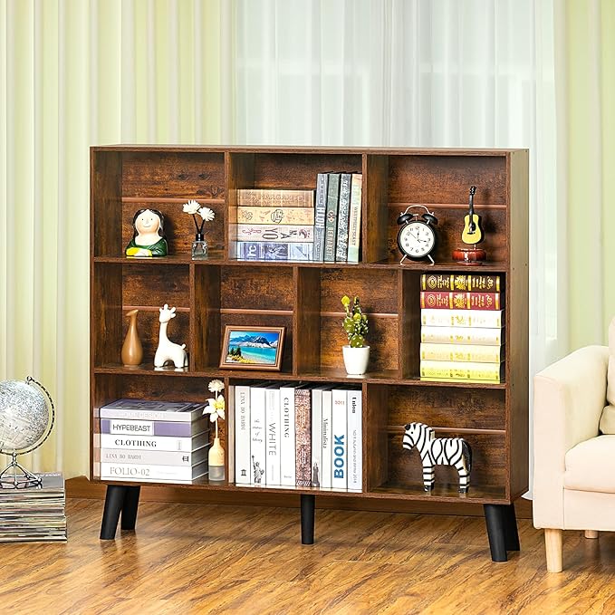 LEYAOYAO 10 Cube Bookshelf, 3 Tier Modern Wide Bookcase - Image 4