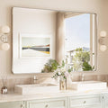 TokeShimi 55x36 Brushed Nickel Bathroom Wall Mirror Vanity Metal Frame Round by RefinedBathroomAccessories