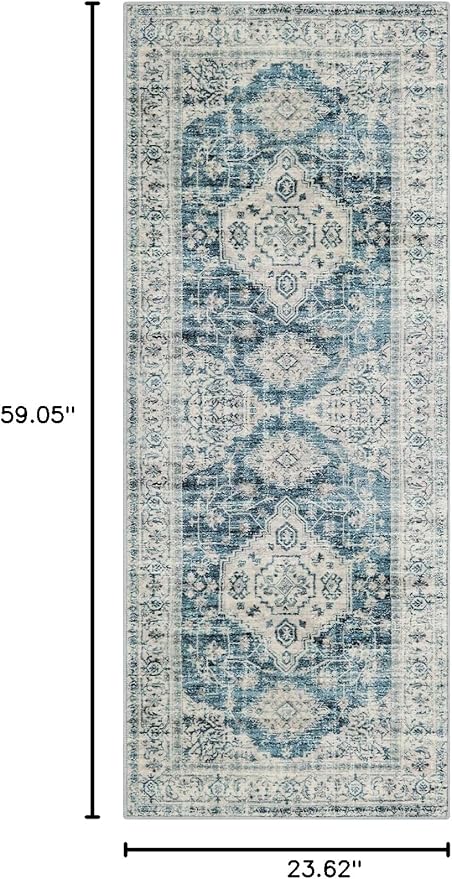 Lahome Oriental Kitchen Runner Rug Non Slip, 2x5 Washable Hallway Runner - Image 2