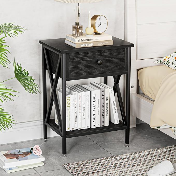 VECELO Nightstands Set of 2, Modern Bedside End Tables, Night Stands - Image 2