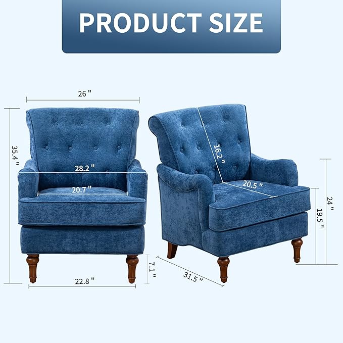 Ball & Cast Comfy Chenille Club Sofa Living Room Chairs, Accent Chair - Image 2