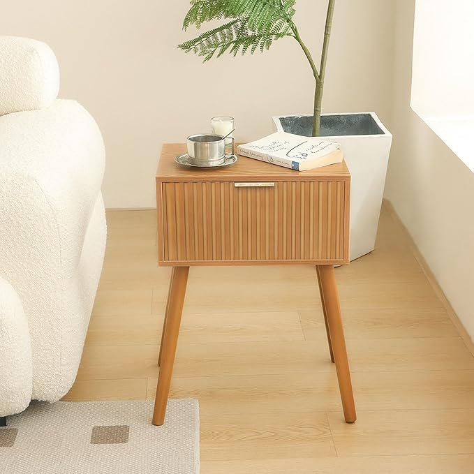Fluted Nightstand, Small Bedside Table - Image 5