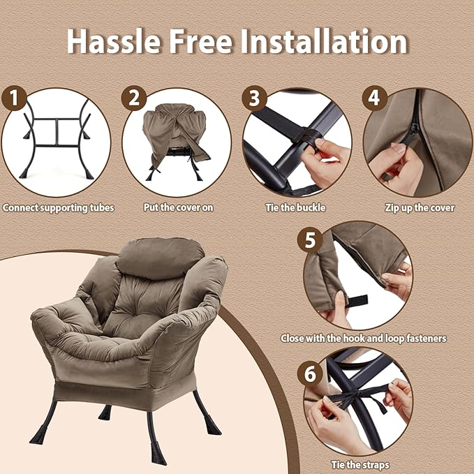 Lazy Chair Thick Padded, Comfy Velvet Accent Lounge Chair - Image 7