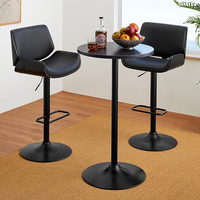 Glitzhome 39.5" H Set of 2 Pub Table Round Bar Table Wood Top - Image 6