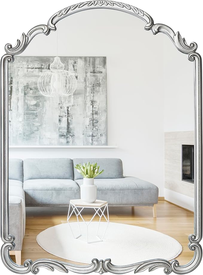 English Estate Carved Arch Wood Wall Mirror, Mirror by WyldeIris
