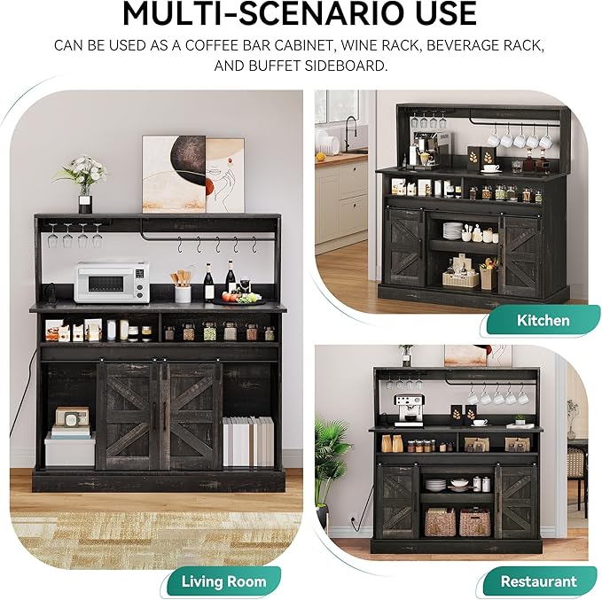 YITAHOME Buffet Cabinets with Upper Rack, Farmhouse Coffee Bar Cabinet with - Image 4