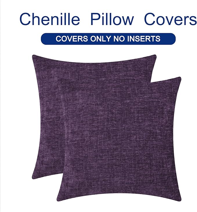 CaliTime Throw Pillow Covers Decorative 20 X 20 Inches Pack of 2 Cozy Chenille - Image 6