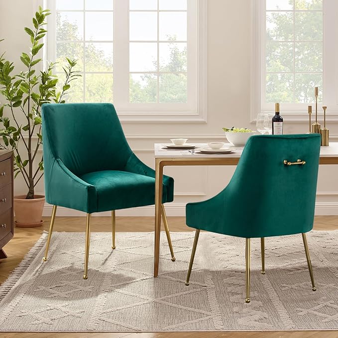 Velvet Dining Chairs Set of 2, Furniture Collection Modern Contemporary - Image 2