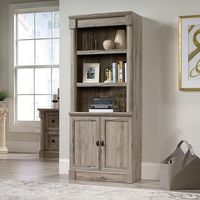 Sauder Palladia Library with Doors/Book Shelf, L: 29.37" x W: 13.9" x H: 71.85" - Image 2