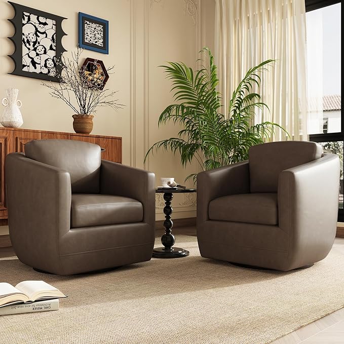 COLAMY 360°Swivel Accent Chair- Comfy Living Room Armchair No-Sag Foam & Sturdy - Image 8