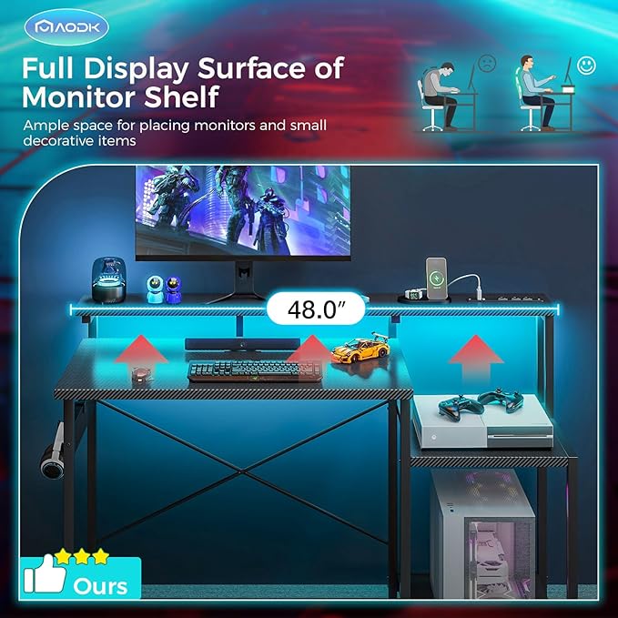 AODK Computer Desk, 48 Inch Gaming Desk - Image 8