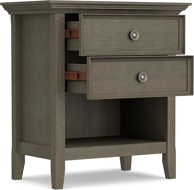 SIMPLIHOME Amherst SOLID WOOD 24 Inch Wide Traditional Bedside Nightstand Table - Image 4