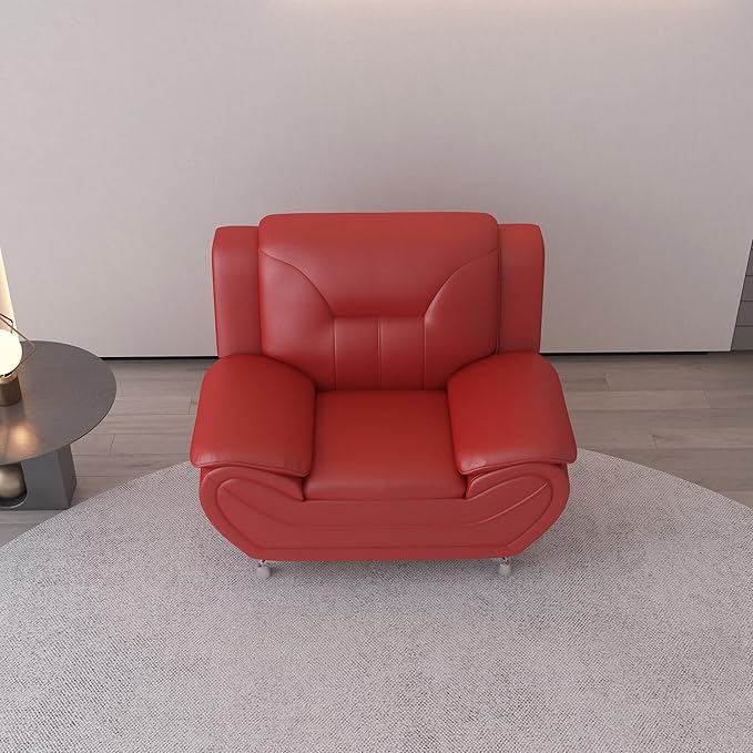 Container Furniture Direct Michael Modern Faux Leather Upholstered Stainless - Image 19
