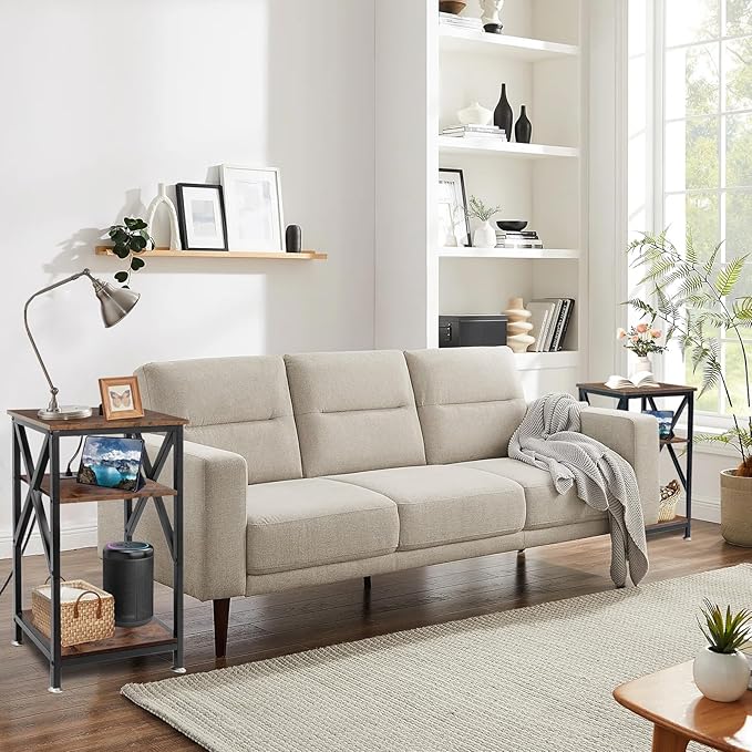 End Table with Charging Station, End Tables Living Room Set of 2 Farmhouse - Image 2