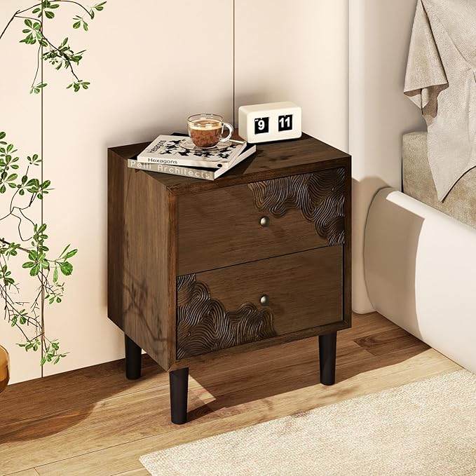COSIEST Modern Nightstand with 2 Storage Drawers, Mid Century End Table - Image 2