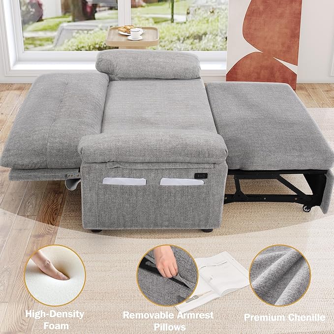 Vipbear 58" Convertible Sofa Bed, 3-in-1 Pull Out Sleeper Sofa - Image 7